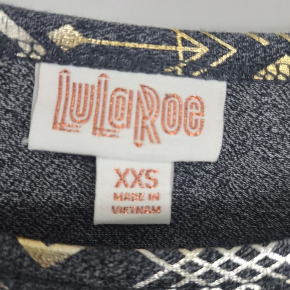 Lularoe NEW Grey Carly Loose Tee Shirt Dress Gold Arrows Size XXS - Picture 2 of 4
